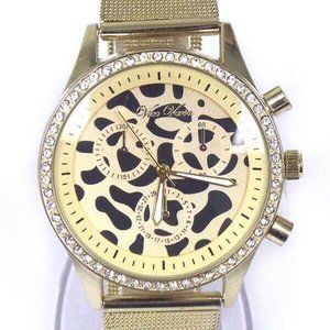 Animal Print Crystal and gold Metal Face Watch